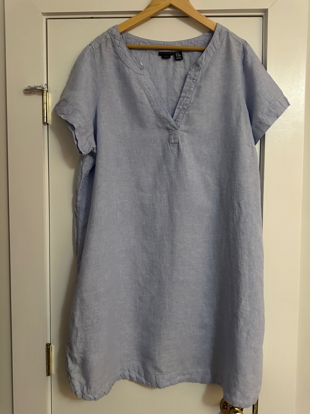 Tahari Linen Shift Dress size 2X light blue - Picture 3 of 5